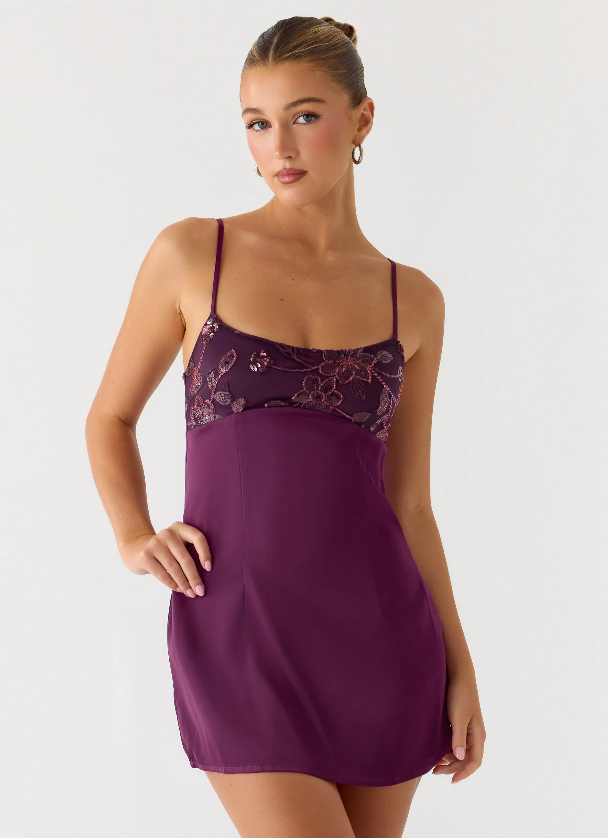 Zion Beaded Micro Mini Dress - Mulberry - Image 7