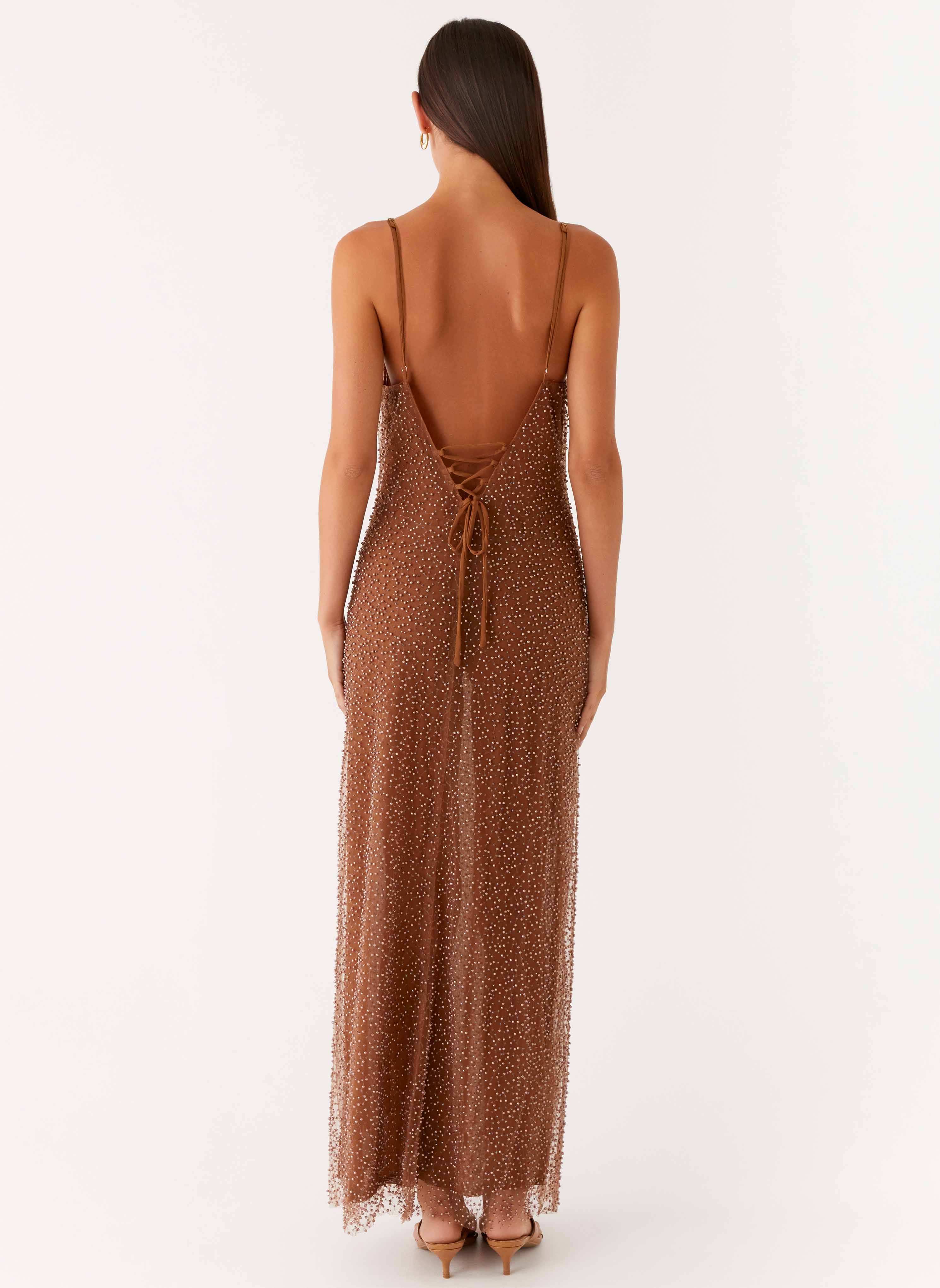 Zuella Beaded Maxi Dress - Chocolate - Image 7
