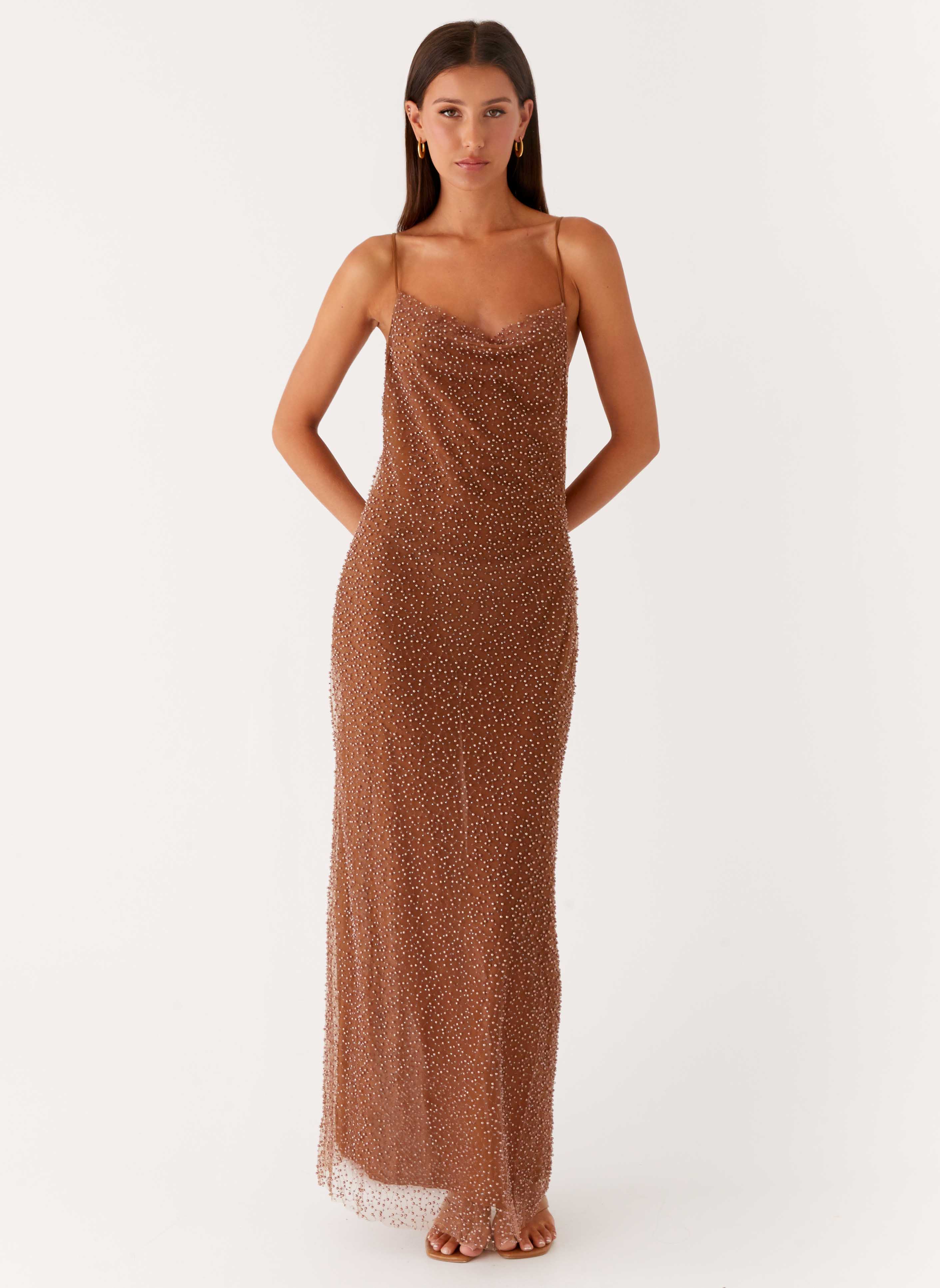 Zuella Beaded Maxi Dress - Chocolate - Image 8